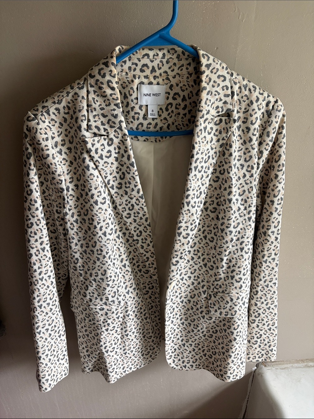 Nine West Cream Leopard-Print Blazer